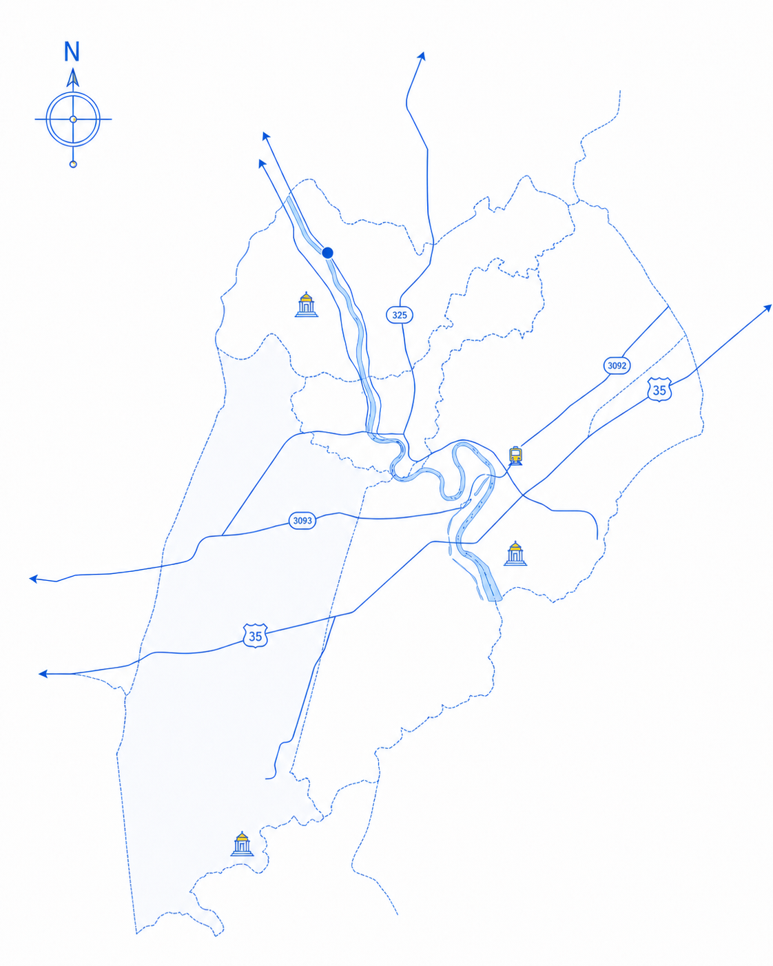 แผนที่จังหวัดสมุทรสงครามและตำแหน่งสาขาวอแสง วัสดุ